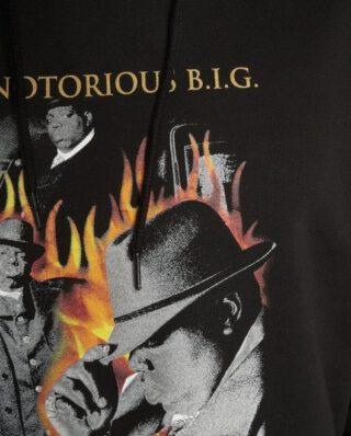 MERCHCODE MEN HOODIE BIGGIE FLAMES BLACK - MERCHCODE