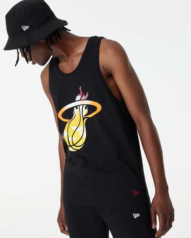 NEW ERA MIAMI HEAT NBA SKY PRINT TANK T-SHIRT BLACK 60357109 - NEW ERA