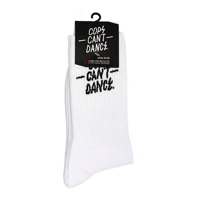 Mr Serious Cops Can't Dance Socks - White SIze EU 43-46