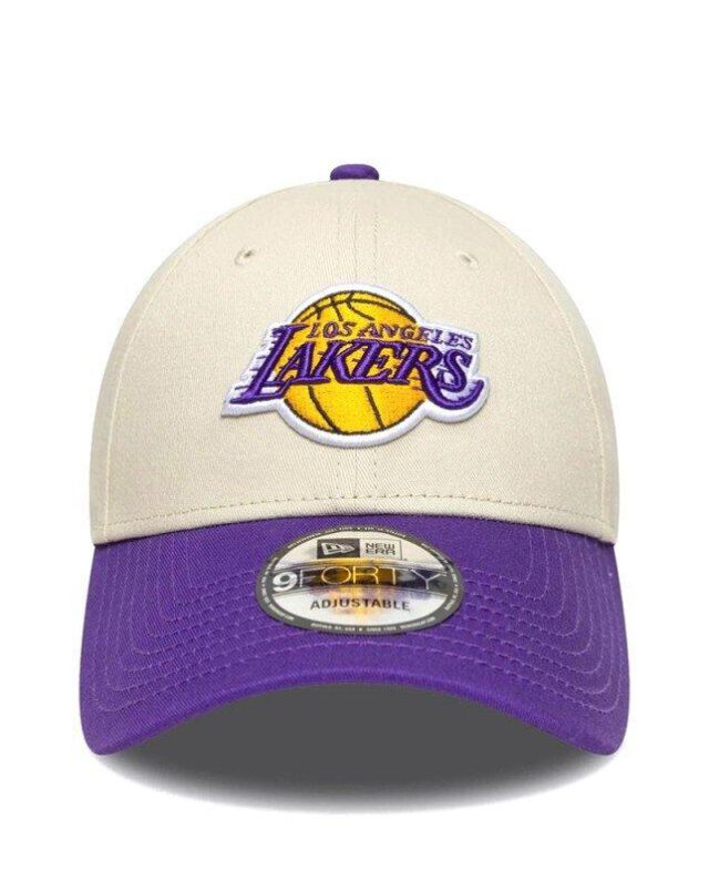 New Era LA Lakers NBA Colour Block Cream 9FORTY Adjustable Cap 60691266 - NEW ERA