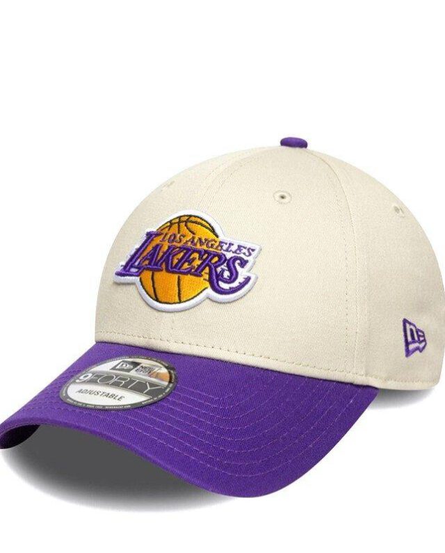 New Era LA Lakers NBA Colour Block Cream 9FORTY Adjustable Cap 60691266