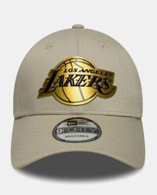 new-era-m-metallic-9forty-loslak-stn-1 New Era LA Lakers Team Outline Cream 9FORTY E-Frame Adjustable Cap 60771848 - NEW ERA