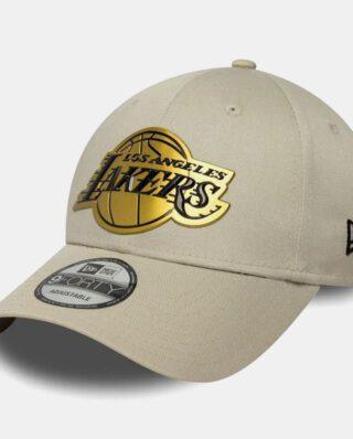 New Era LA Lakers Team Outline Cream 9FORTY E-Frame Adjustable Cap 60771848