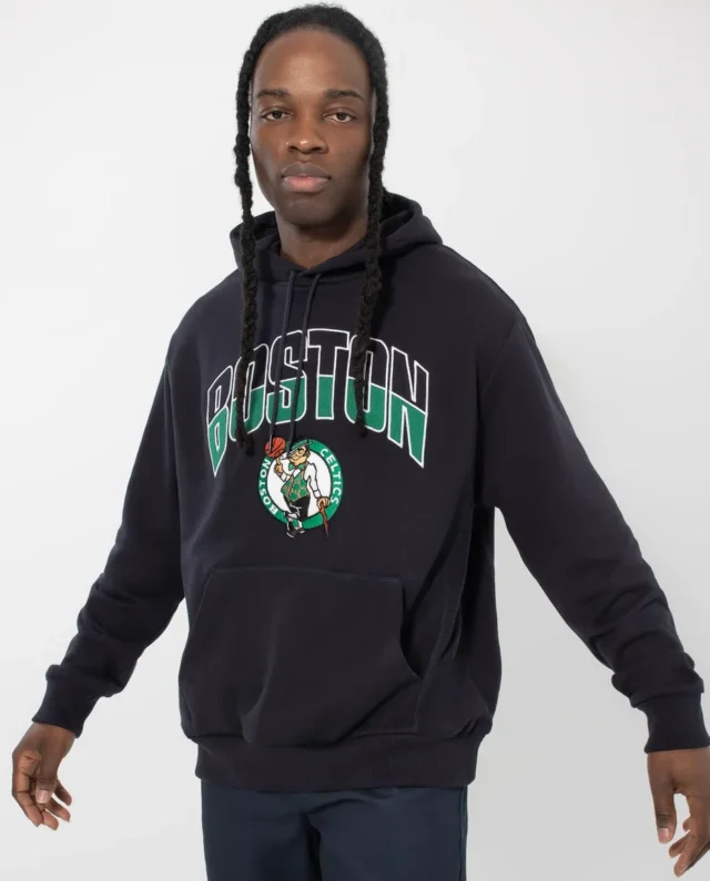 New Era Boston Celtics NBA Arch Graphic Navy Oversized Pullover Hoodie 60684497
