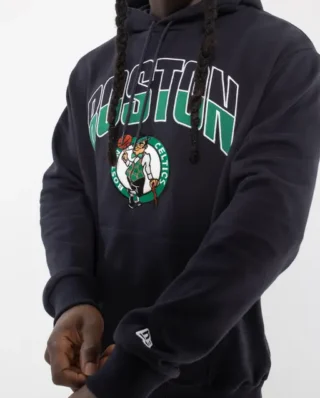 New Era Boston Celtics NBA Arch Graphic Navy Oversized Pullover Hoodie 60684497 - NEW ERA