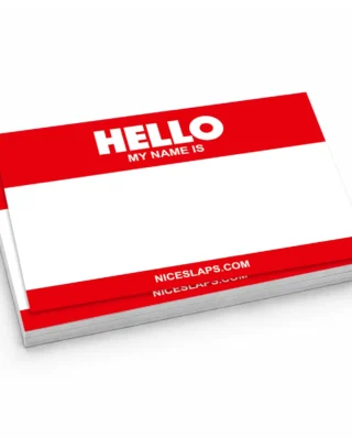 NICE SLAPS Standard Sticker Hello My Name Is Red, Medium 50pcs 7.4 × 10.5 cm - Nice Slaps