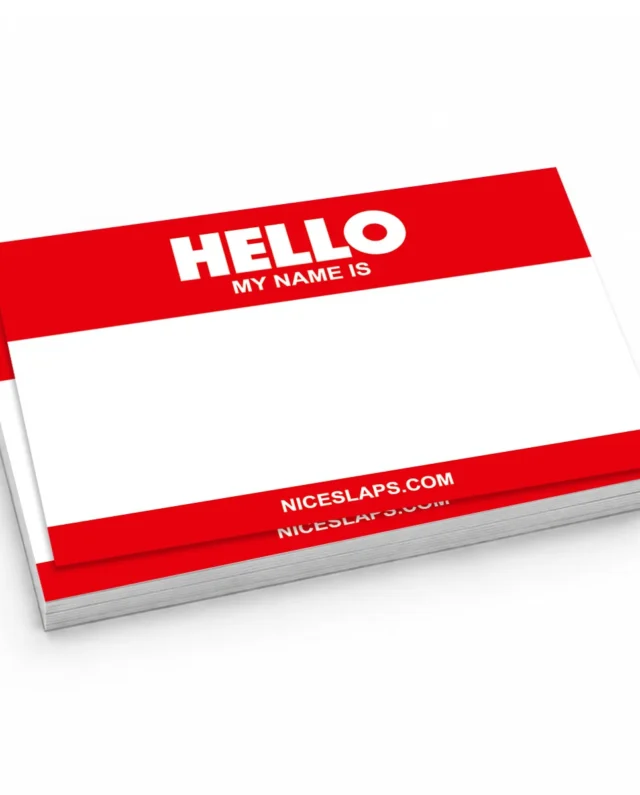 NICE SLAPS Standard Sticker Hello My Name Is Red, Medium 50pcs 7.4 × 10.5 cm - Nice Slaps