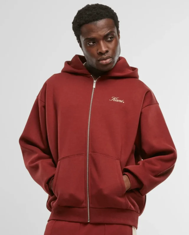 Karl Kani Script Emblem Zip Hoodie Red KM254-010-1