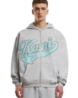 Karl Kani Zip-up sweatshirt Grey Melange-Light Blue KM243-018-2 - KARL KANI