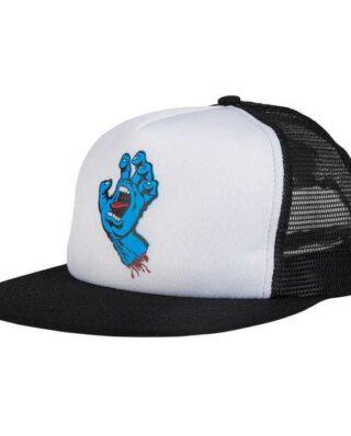 SANTA CRUZ CLASSIC HAND MESH TRUCKER CAP WHITE BLACK SCA-CAP-0197