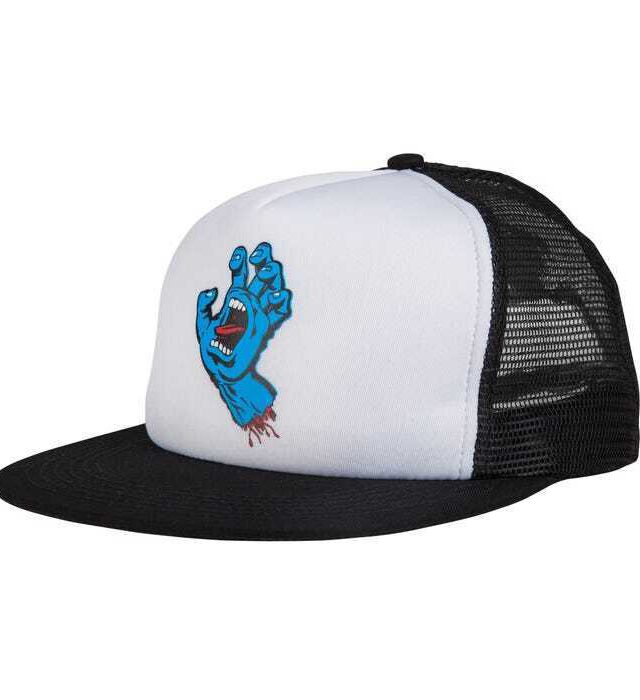 SANTA CRUZ CLASSIC HAND MESH TRUCKER CAP WHITE BLACK SCA-CAP-0197