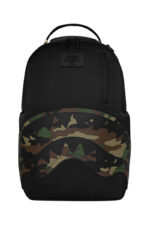 SPRAYGROUND SHARK CENTRAL BLACK NYLON CAMO EMBOSSED SHARK BACKPACK B9331 46 x 15 x 29 cm