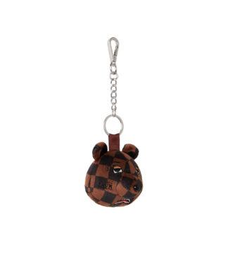 SPRAYGROUND BROWN CHECKER BEAR HEAD KEYCHAIN Z714 7.5 cm x 9 cm x 3.8 cm - SPRAYGROUND