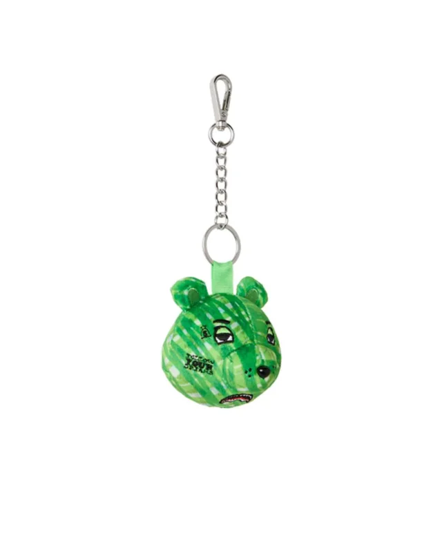 SPRAYGROUND DOODLE CHECKER BEAR HEAD KEYCHAIN Z721 7.5 cm x 9 cm x 3.8 cm - SPRAYGROUND