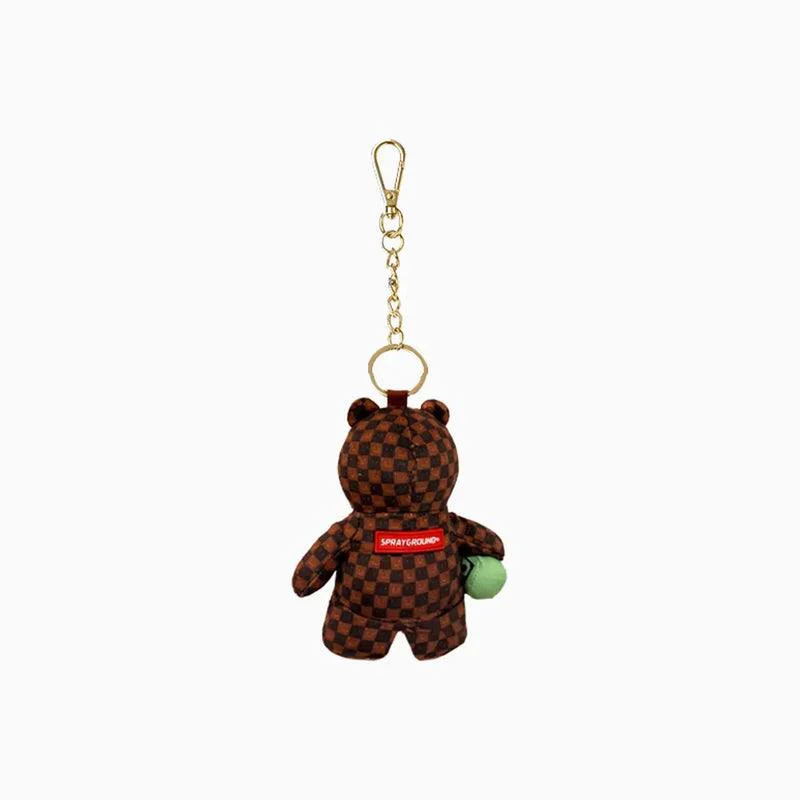 SPRAYGROUND SIP WTF BUBBLY BROWN CHECK BEAR KEYCHAIN K9594 7.5 cm x 9 cm x 3.8 cm - Image 3