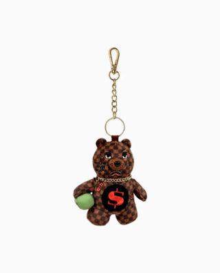 SPRAYGROUND SIP WTF BUBBLY BROWN CHECK BEAR KEYCHAIN K9594 7.5 cm x 9 cm x 3.8 cm