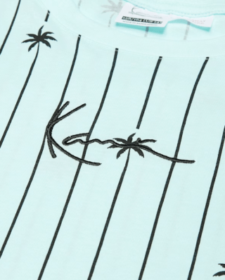 Karl Kani Signature Palm Pinstripe T-Shirt Junior Turquoise KC252-004-1 - KARL KANI