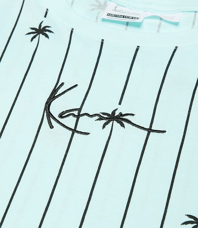 Karl Kani Signature Palm Pinstripe T-Shirt Junior Turquoise KC252-004-1 - KARL KANI
