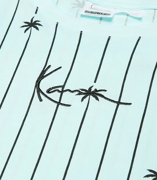 Karl Kani Signature Palm Pinstripe T-Shirt Junior Turquoise KC252-004-1 - KARL KANI
