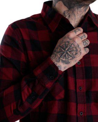 URBAN CLASSICS CHECKED FLANELL SHIRT TB297 BLACK/BURGUNDY - UrbanClassics