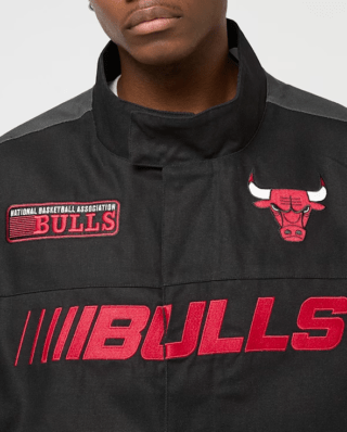 wrwwyw New Era Chicago Bulls NBA Black Motorsports Jacket 60684334 - NEW ERA