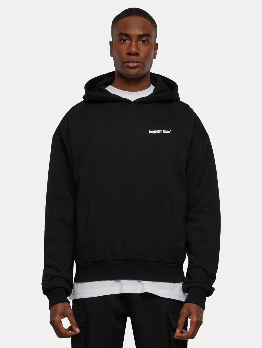 Forgotten Faces Sliced Ultra Heavy Cotton Box Oversized Hoodie Black FOF0087-00007
