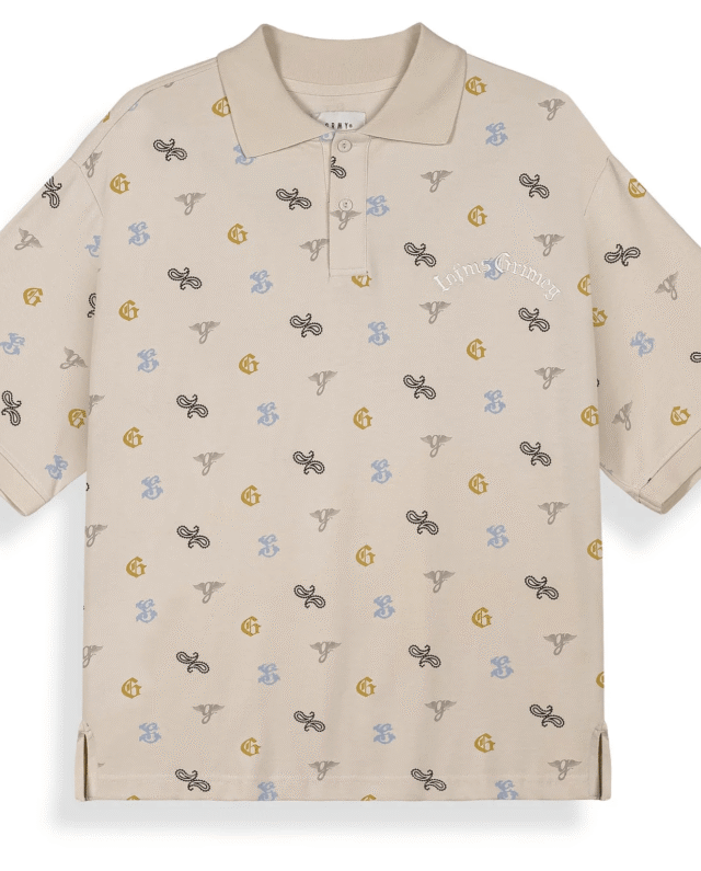 GRIMEY CHIEF WATCHER ALL OVER PRINT POLO SHIRT OFF WHITE GAPLS784-OWHT