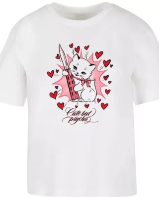 Miss Tee Psycho Kitty Tee White MST174 - Mr.Tee