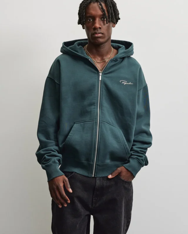 PEGADOR PIKE OVERSIZED SWEAT JACKET WASHED DARK TEAL CREAM PGDR-6323-733/028 - PEGADOR