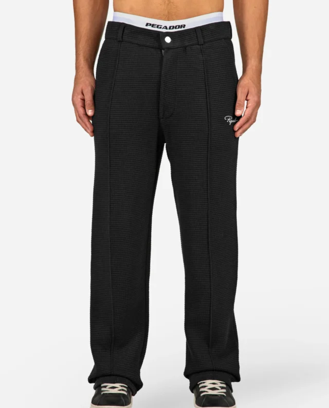 PEGADOR SIGNAR WAFFLE WIDE SMART PANTS WASHED BLACK PGDR-7394-002 - PEGADOR