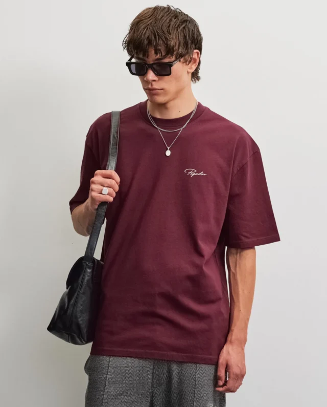 PEGADOR PIKE OVERSIZED TEE WASHED DARK RED BEIGE PGDR-6131-732/007 - PEGADOR