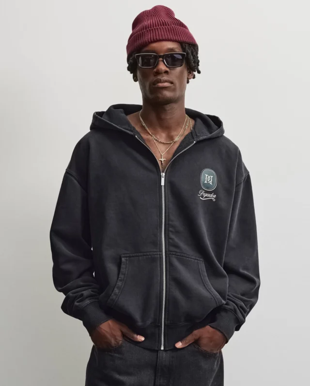 PEGADOR ABBATEGGIO OVERSIZED SWEAT JACKET VINTAGE BLACK PGDR-7343-065 - PEGADOR