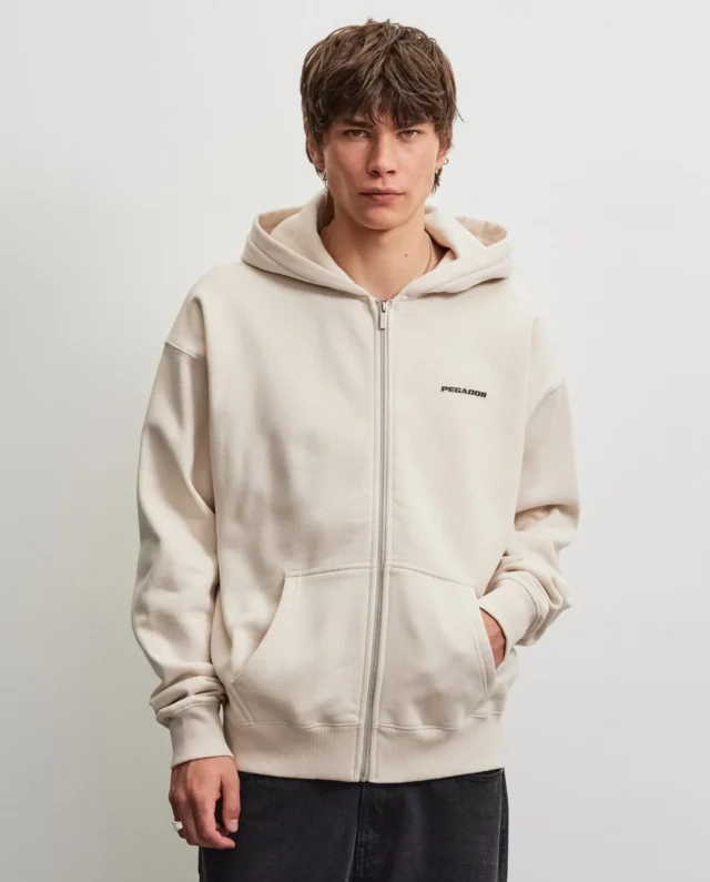 PEGADOR BINIBECA OVERSIZED SWEAT JACKET WASHED CREAM PGDR-7351-389 - PEGADOR