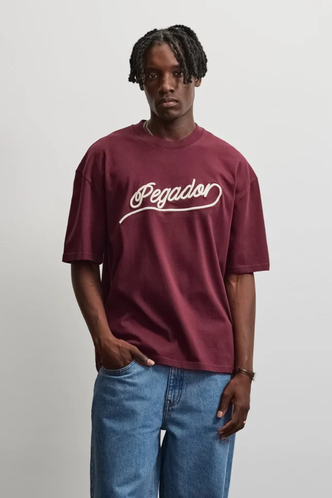 PEGADOR BOCAIRENT OVERSIZED TEE WASHED DARK RED PGDR-7355-732 - PEGADOR