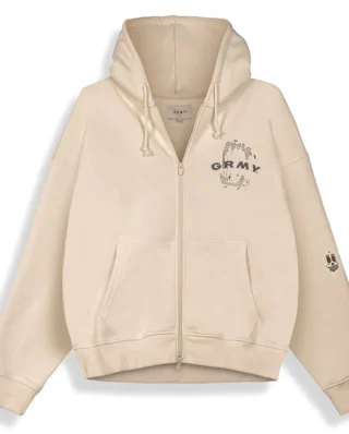GRIMEY WILD ONE ZIPPER HOODIE CREAM GZH663 - GRIMEY