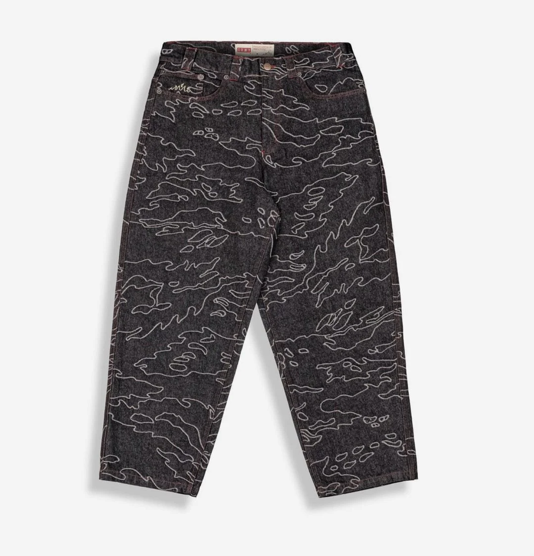 GRIMEY ODD CUTLASS JACQUARD BIG BOY DENIM PANTS RAW BLACK GBBDJ306-RBK - GRIMEY