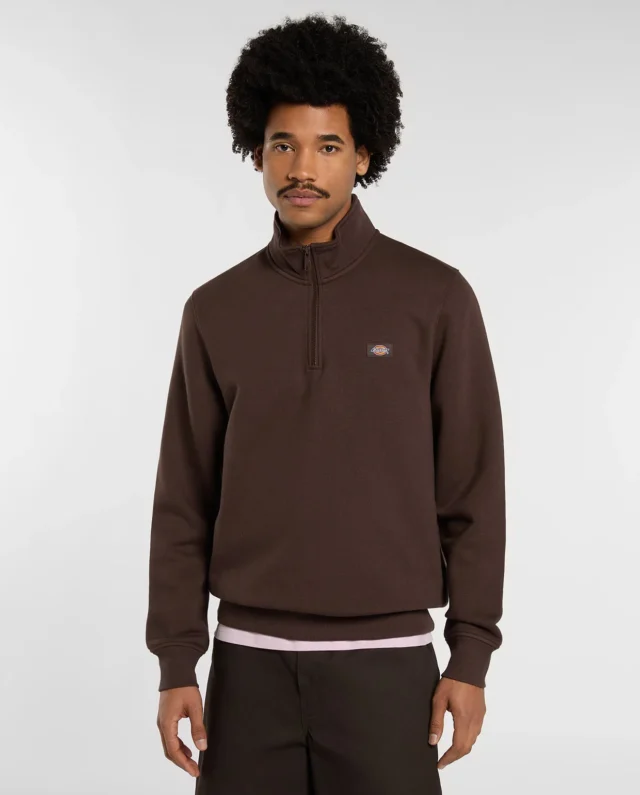 DICKIES OAKPORT QUARTER ZIP CHOCOLATE BROWN DK0A4XD4CBX1 - DICKIES
