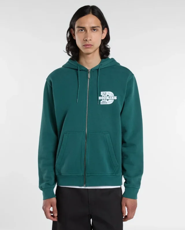 DICKIES MINDEN ZIPPED HOODIE DARK GREEN DK0A8DN5B421 - DICKIES