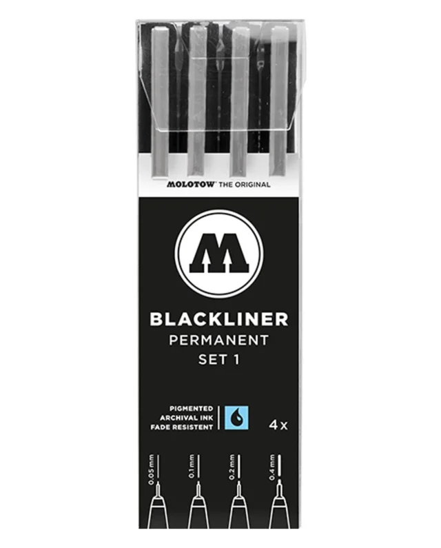 Molotow Blackliner Marker 4-pack – Permanent Set 1 – Black - Molotow