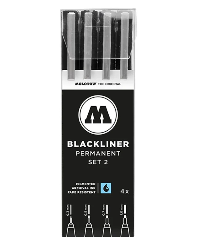 MOLOTOW Blackliner Marker 13-piece set – Permanent Set Complete – Black - Molotow