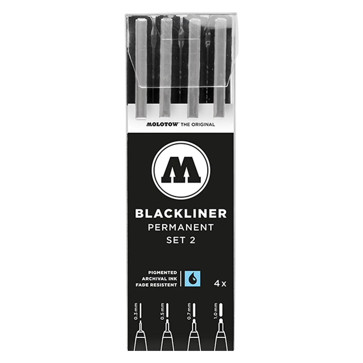 MOLOTOW Blackliner Marker 13-piece set – Permanent Set Complete – Black - Molotow