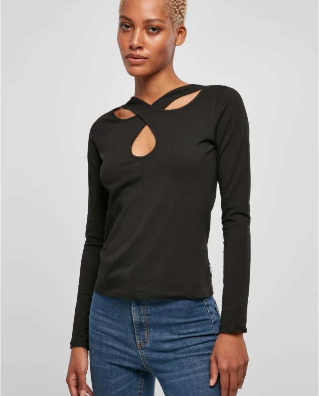 Urban Classics Ladies Crossed Cut Out Longsleeve Black TB5479 - UrbanClassics