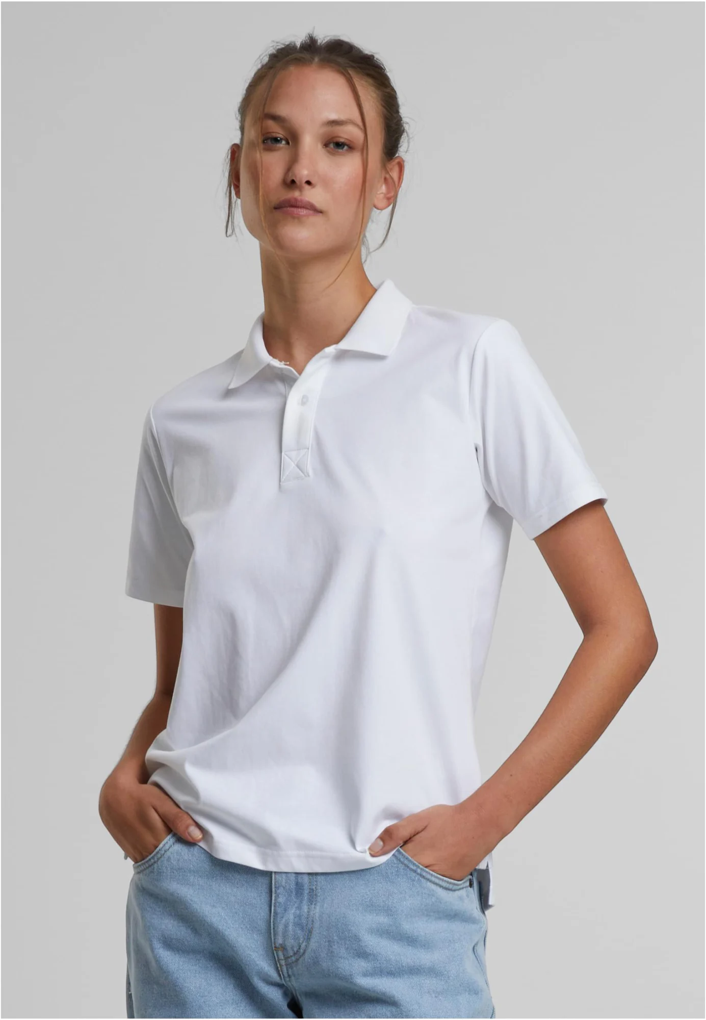 Urban Classics Ladies Sorona Polo Tee White TB7171 - UrbanClassics
