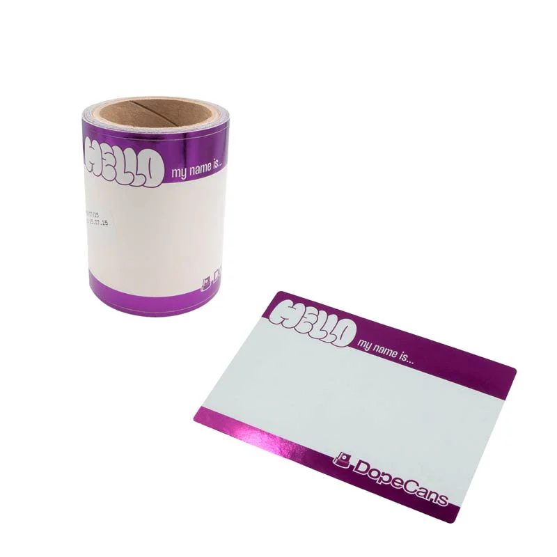 Dope Cans Sticker Hello My Name Is 50 pcs – Violet Metallic - Dope Cans
