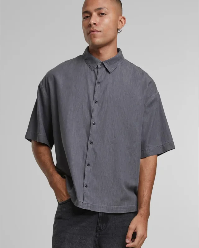 Urban Classics Lightweight Denim Shirt Midgrey TB6609 - UrbanClassics