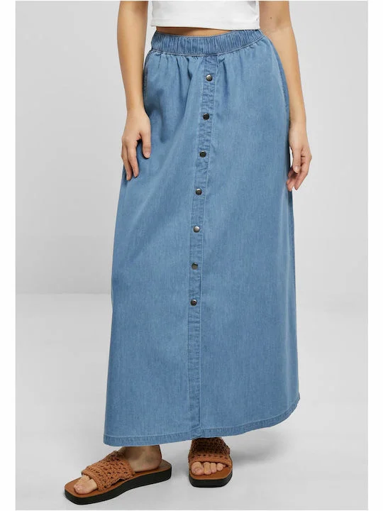 UrbanClassics Ladies Long Wide Light Denim Skirt Sky BLue Washed TB5987 - UrbanClassics