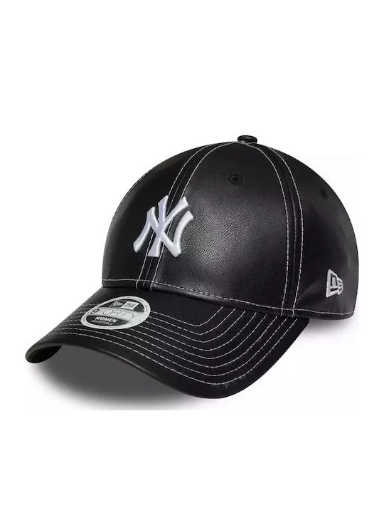 New Era New York Yankees Womens Mlb Topstitch Pu 9forty Adjustable Cap Γυναικείο Καπέλο Polyester Black 60691323 - NEW ERA