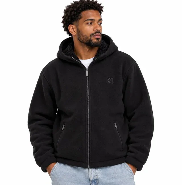 KARL KANI OG TEDDY HOODED JACKET BLACK KM263-024-1 - KARL KANI