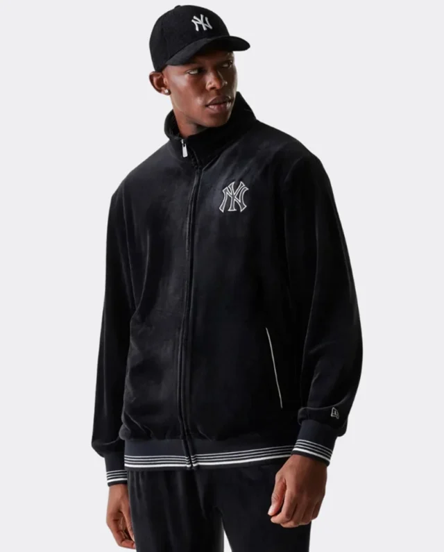 New Era New York Yankees Velour Trick Top Black Jacket 60684343 - NEW ERA