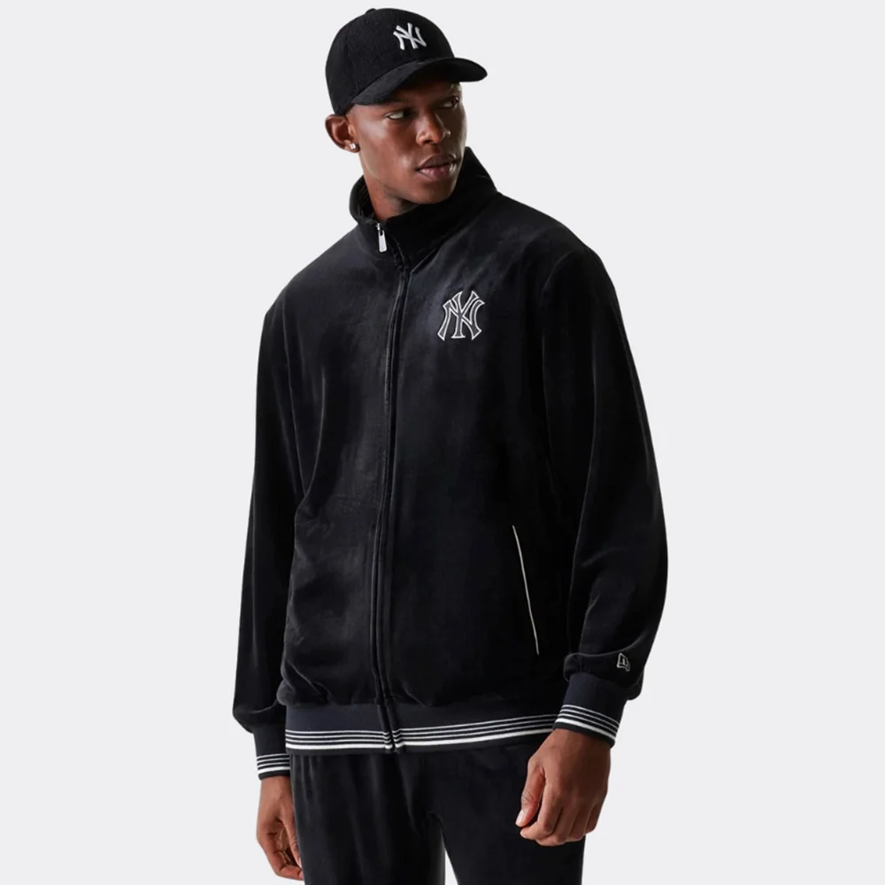 New Era New York Yankees Velour Trick Top Black Jacket 60684343 - NEW ERA